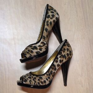 Aldo Leopard Print Peep Toe Heels
